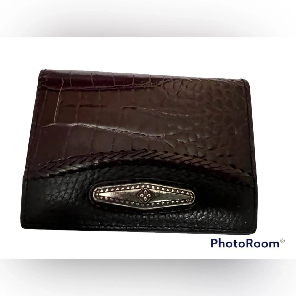 BRIGHTON LEATHER BROWN BLACK FOLD WALLET